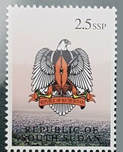 SOUTH SUDAN 2011 Michel Mi II UNISSUED 2.5SSP COAT OF ARM  ARMS BIRDS EAGLE MNH