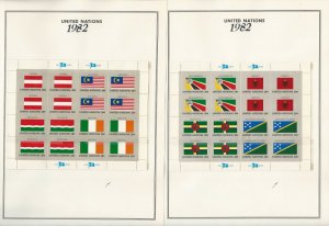 United Nations Stamp Collection, Mint NH Flags, #374-389 Sheets 1982, JFZ