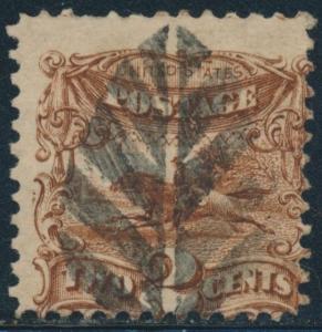 #113 FINE USED W/ 1869 UNLISTED LEAF FANCY CANCEL BS4703