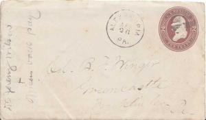 United States Pennsylvania Alexandria c1885 cork killer  Postal Stationery En...