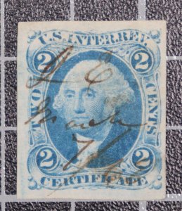 Scott R7A 2 Cents Certificate Revenue Used Nice Stamp SCV $20.00 