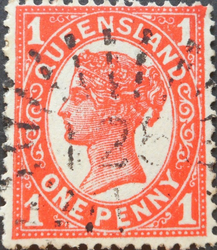 Queensland 1897 One Penny with Barred 125 postmark