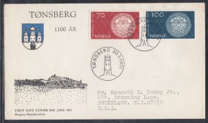 Norway Scott 568-9 FDC - Tonsburg, 1,100th Anniv.