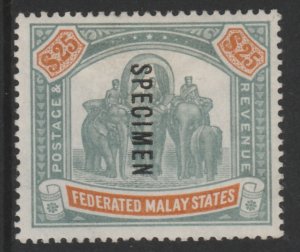 MALAYA - FMS  1900 $25 SPECIMEN very fine with clean gum