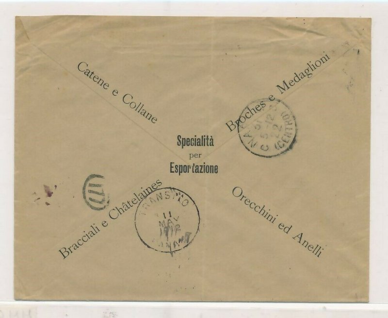 D174413 Panama Cover 1912 Napoli Italy