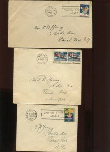 12 1930-50'S ERA CHRISTMAS SEALS ILLEGAL POSTAGE USAGES ON COVERS (915C) XMAS
