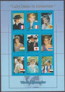 SOMALIA  # SOM005.1 CPL SHEET of 9  LADY DIANA in MEMORIAM