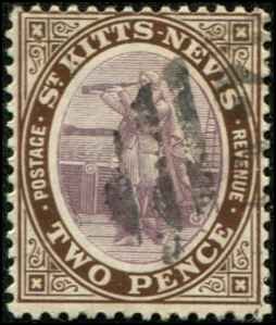 St. Kitts-Nevis SC# 3 Columbus 2d USED wmk 2