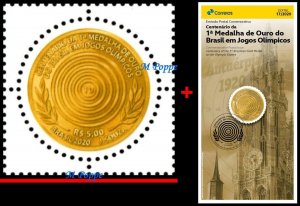 20-17 BRAZIL 2020 CENT. 1st BRAZILIAN GOLD MEDAL IN OLYMPICS, MNH + BROCHURE