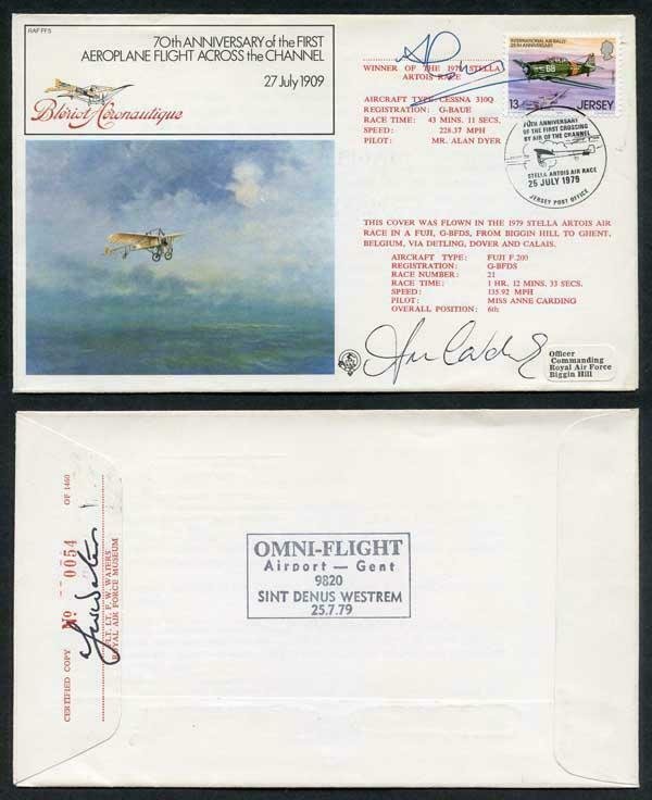 FF5b 70th Ann 1st Aeroplane Flight Across the Channel Signed by 2 Pilots