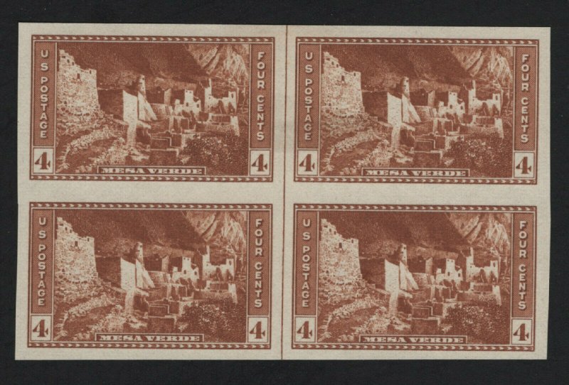 United States MINT Scott Number 759 VERT CENTERLINE BLOCK OF 4 LH  VF - BARNEYS