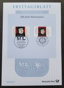 *FREE SHIP Germany Brazil Joint Issue 500 Reformation 2017 (FDC) *dual PMK *rare