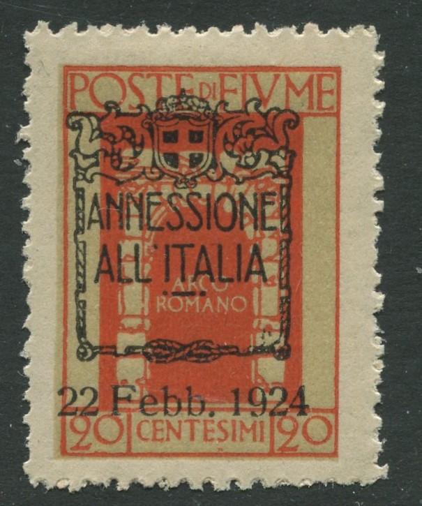 Fiume - Scott 199 - Overprint -1924 - MLH - Single 20c Stamp