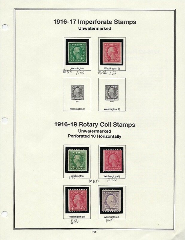 1916-1922 IMPERF AND COILS UNUSED SINGLES PLEASE SEE SCANS- SCV is $131.00 - W37