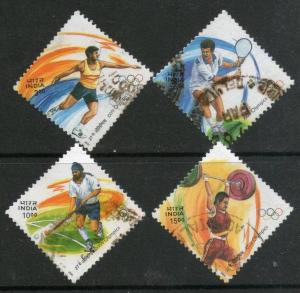 India 2000 XXVII Olympics Sydney Sport Hockey 4v Sc 1843-46 Used Stamp Inde I...