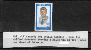 Philippines 1965, John F. Kennedy RARE Tie ERROR # 927, VF MNH**OG (NR-7)