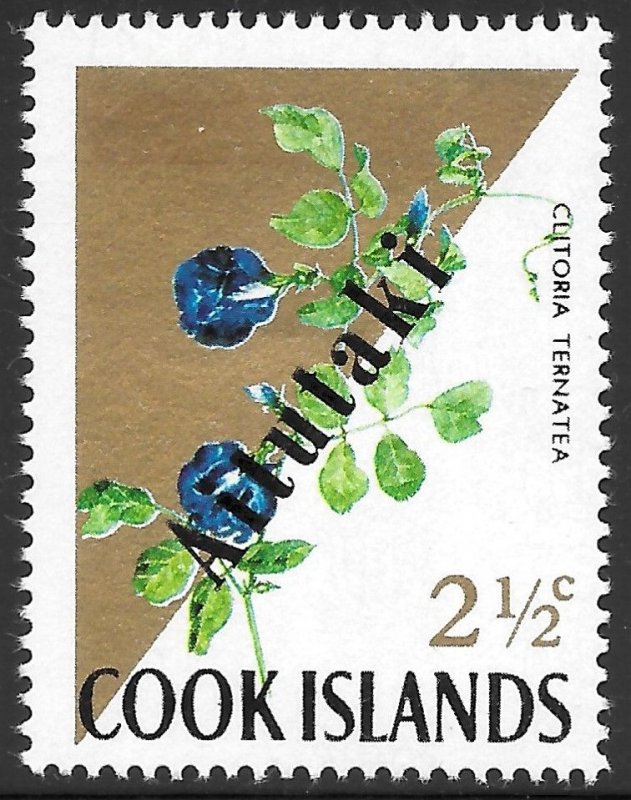Aitutaki Scott 39 MNH 2-1/2c Cook Island Overprinted Flower Issue of 1972