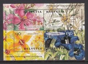 Switzerland 1107 Flowers Souvenir Sheet MNH VF