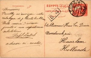 Egypt 4m Sphinx and Pyramids Postal Card 1912 Cairo to Haarlem, Netherlands.