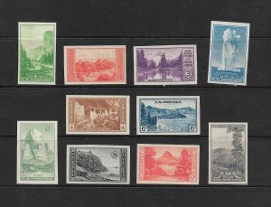 US Stamps: #756-765; 1935 Farley Issue Imperforate National Parks Set/10; NGAI