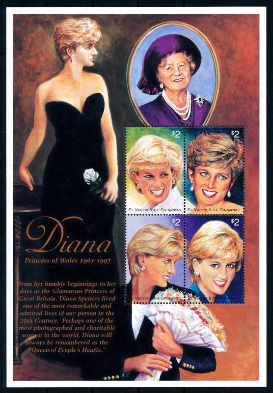 [95322] St. Vincent & Grenadines 1997 Royalty Princess Diana Sheet MNH