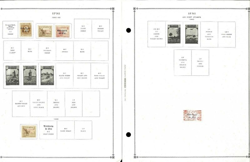 Ifni 1941-1968 All Mint JHinged on Scott International Pages.