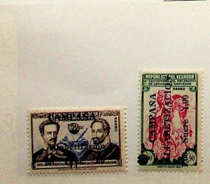 ECUADOR Sc C225-6 NH ISSUE OF 1951 - OVERPRINTS