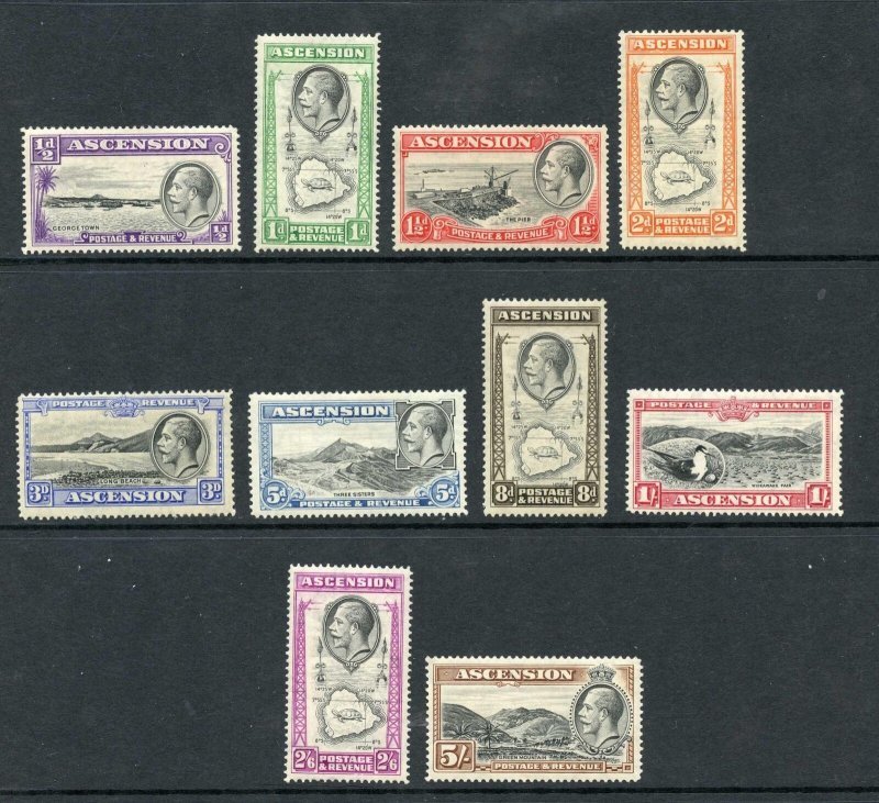 Ascension 1934 KGV Pictorial defins set of 10 SG21/30 mint cat 120 pounds