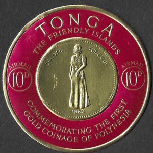 Tonga # C1  Gold Coin on stamp -  10d.  (1) NH ***U.S.A. ORDERS ONLY*