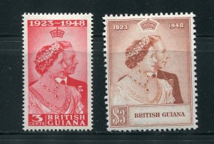 British Guiana 244 Mint Hinged, 245 MNH Silver Wedding Issue Stamps  1948