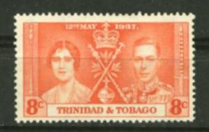 Trinidad Tobago # 49  George VI Coronation - 8c (1) Unused