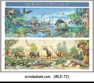 USA - 1996 THE WORLD OF DINOSAURS / REPTILES / PREHISTORIC ANIMALS - M/S MNH