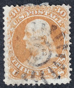 #71 Used, Fine, Fancy cancel, pinhole (CV $250 - ID36295) - Joseph Luft