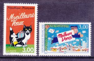 France 2616-17 MNH 1997 Seasons Greetings & Cat and Mouse Set VF