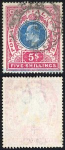 Natal SG140 5/- Postage Revenue Cat 15 pounds 25 Nov 1903 Registered Pmk