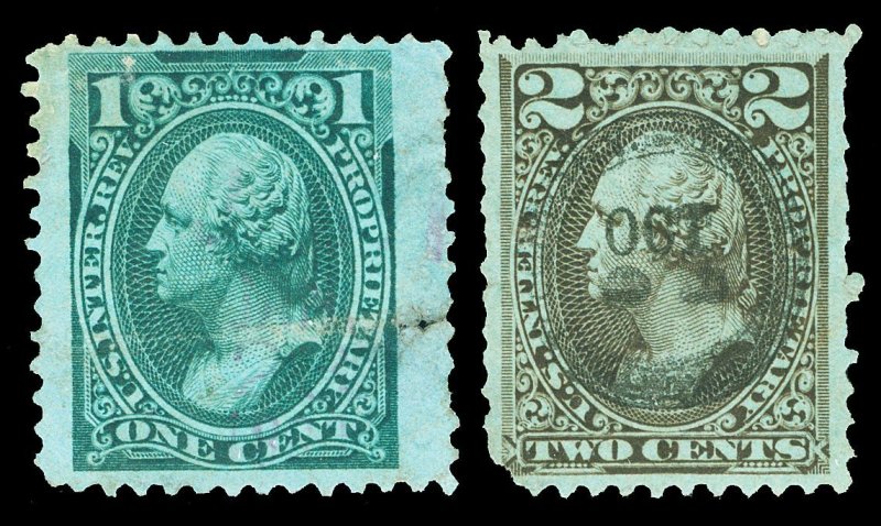 Scott RB11b, RB12b 1875 1c & 2c Proprietary Revenues Used F-VF