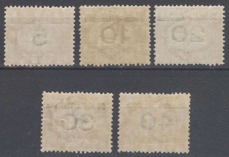 Somalia 1926 5c-40c Buff&Blk Post Due Scott J31-J35 SG D76-D80 LMM/MLH Cat$137