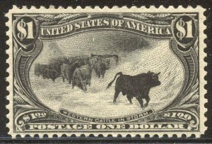 U.S. #292 Mint NH BEAUTY w/Cert - 1898 $1.00 Trans-Mississippi