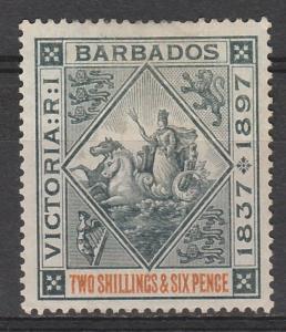 BARBADOS 1897 QV JUBILEE 2/6 TOP VALUE