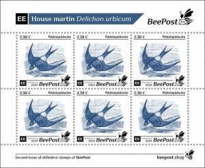 BEEPOST ESTONIA - 2024 - House Martin - Perf 6v Sheet - M N H - Private Issue