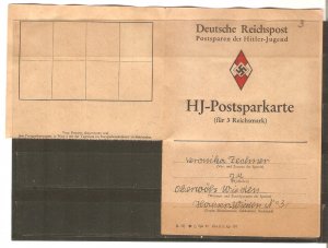GERMANY Hitler Youth Postal Savings card from Styria (Ostmark), now Austria