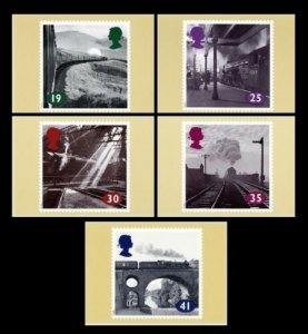 STAMP STATION PERTH G.B. PHQ Cards No.158- Set of 5 - Trains Mint 1993