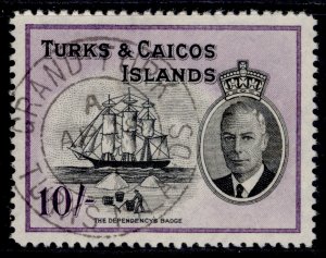 TURKS & CAICOS ISLANDS GVI SG216, 10s black & brown, VERY FINE USED. CDS