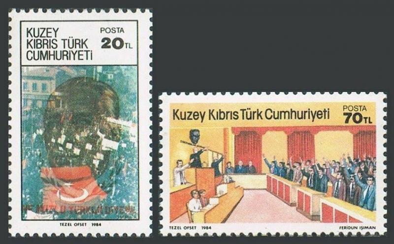 Turkish Cyprus 153-154,MNH.Michel 153-154. Independence,1st Ann.1984.