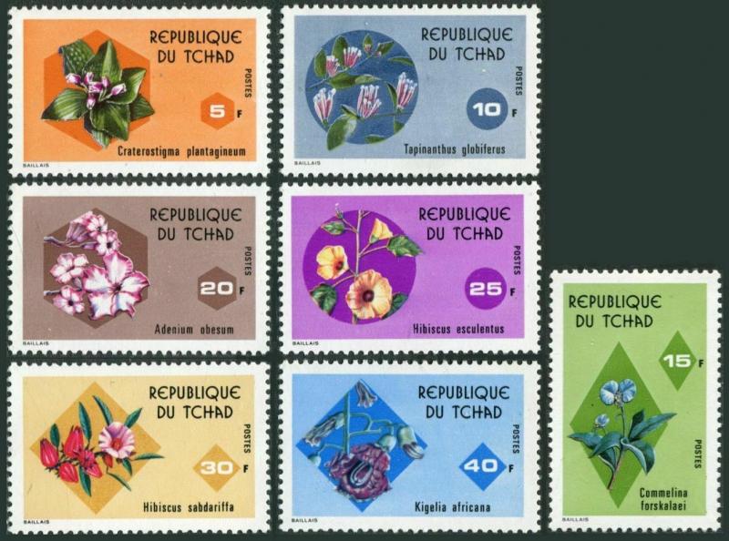 Chad 302-308,MNH.Michel 712-718. Flowers 1975.