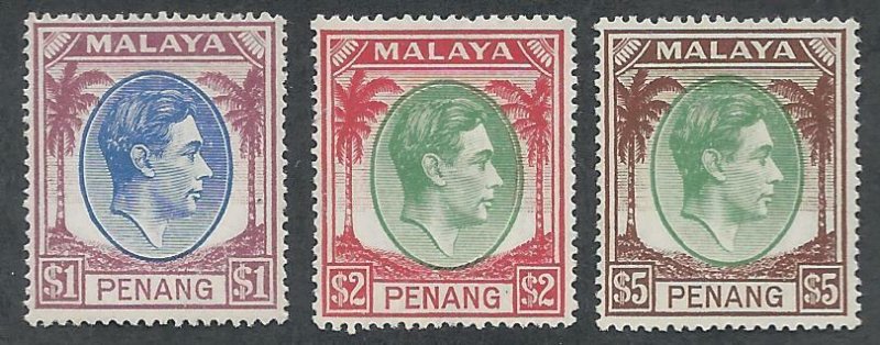 PENANG 1949 KGVI $1 $2 AND $5
