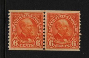 1932 Garfield 6c Sc 723 coil line pair MNH CV $82.50