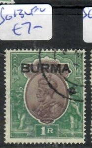 BURMA KGV   1R    SG 13    VFU      P0511B  H