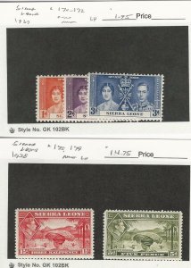 Sierra Leone, Postage Stamp, #170-172, 175, 179 Mint LH, 1937-38, JFZ