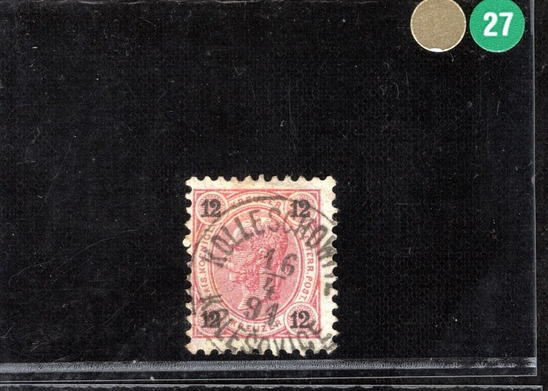 Bohemia Postmark AUSTRIA Stamp *KOLLESCHOWITZ/KOLEŠOVICE* CDS 1891 GGREEN27